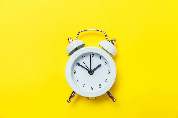 Ringing Twin Bell Vintage Classic Alarm Clock Isolated Yellow Colourful — Stock Photo, Image