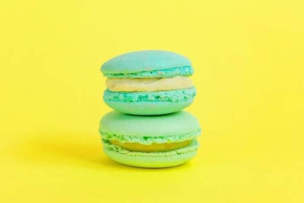 Dulce Almendra Colorido Unicornio Azul Macaron Tarta Postre Macarrón Aislado — Foto de Stock