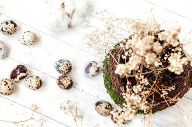 Paskalya yumurta yuva Kupası beyaz mermer zemin üzerine bezemeli