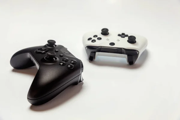 White and black joystick on white background — Stock Photo, Image