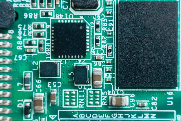 Circuit board repair. Electronic hardware modern technology. Motherboard digital personal computer chip — Stock Photo, Image