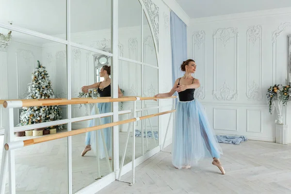 Young classical ballet dancer woman in dance class