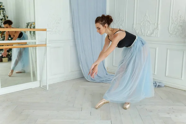 Young classical ballet dancer woman in dance class