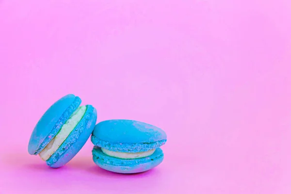 Dulce Almendra Colorido Unicornio Macaron Azul Tarta Postre Macarrón Aislado — Foto de Stock