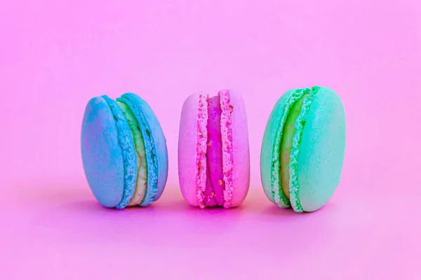 Dulce Almendra Colorido Unicornio Azul Verde Macaron Rosa Tarta Postre — Foto de Stock