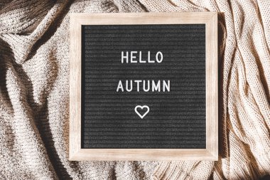 Sonbahar Arkaplanı. Beyaz örgü süveterin üzerinde 