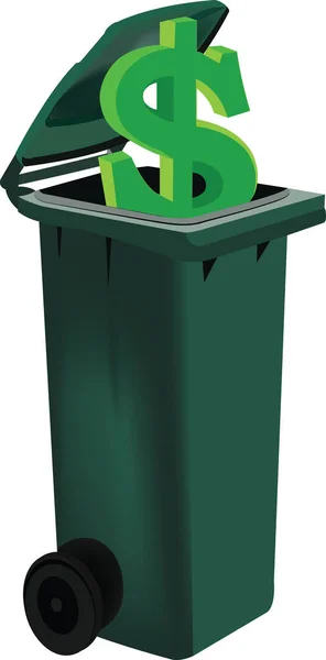 Binder Green Lid Recycling Dollar Symbol — Stock Vector