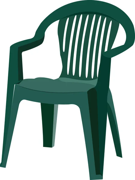 Green Plastic Chair Outdoor Garden — Stock Vector