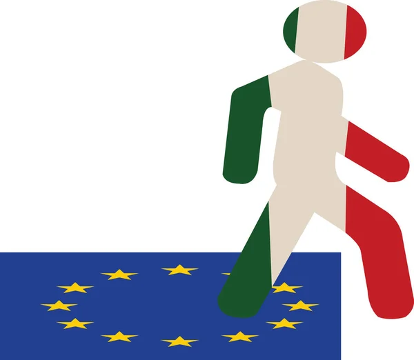 Italian Man Comes Out European Flag — Stock Vector