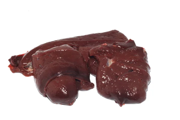 Filetes Crudos Rojos Crudos Hígado Bovino Adulto —  Fotos de Stock