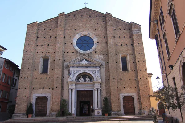 Facciata Campanile Del Duomo Sal Brescia Italia — Foto Stock