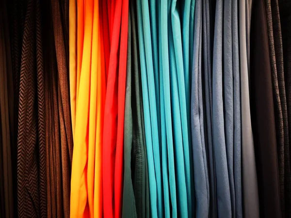 Clothing Multicolored Trousers Gradeation Hanging Display — Stock Photo, Image