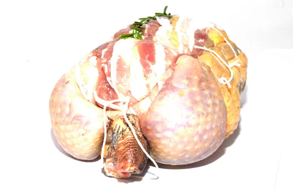 Guinea Fowl Boneless Stuffed Poultry Ready Christmas Lunch — Stock Photo, Image