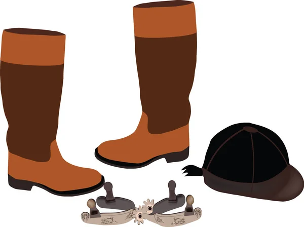 Hat boots and riding spurs — Stock Vector