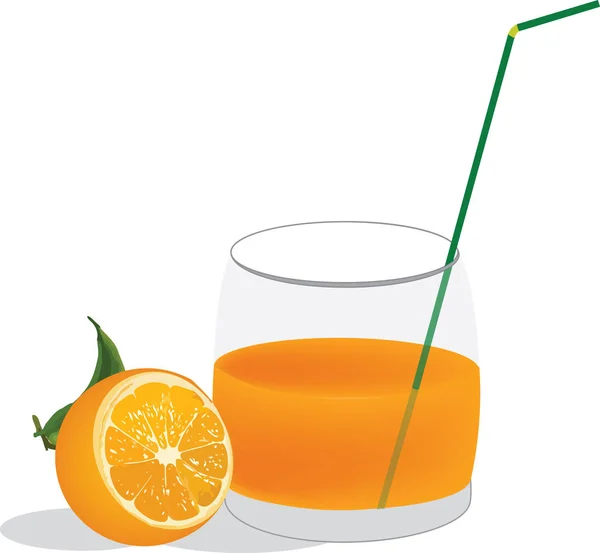 Verre Avec Jus Orange — Image vectorielle