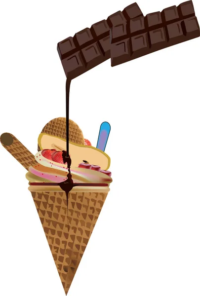 Assortment Ice Cream Chocolate — Stock Vector