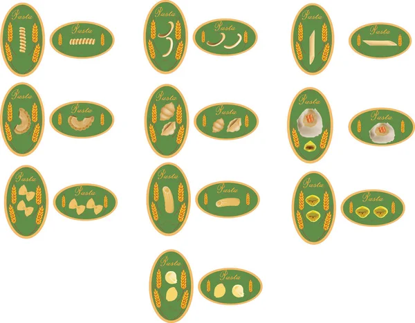 Etiqueta com várias massas de trigo duro sorteadas —  Vetores de Stock