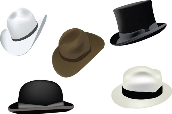 Her türde ve sınıf kullanım çeşitli şapka — Stok Vektör