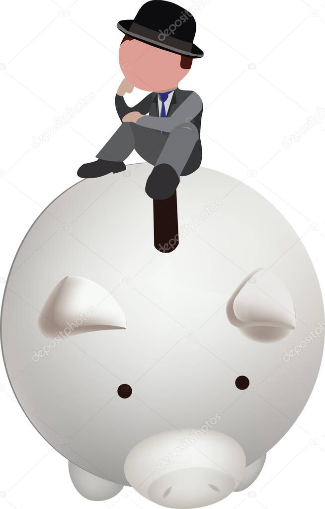 person sitting above the deposited savings