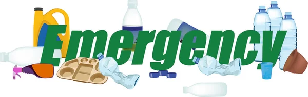 Déchets plastiques d'urgence environnementale — Image vectorielle