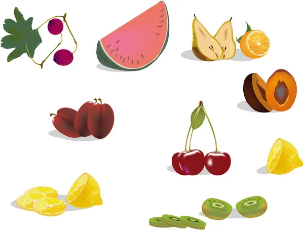 Serie de frutas estacionales — Vector de stock