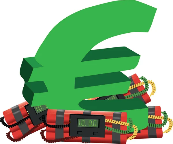 Varas de dinamite cronometradas com símbolo do euro —  Vetores de Stock