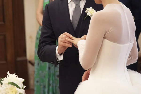 wedding scene in the church union of a couple