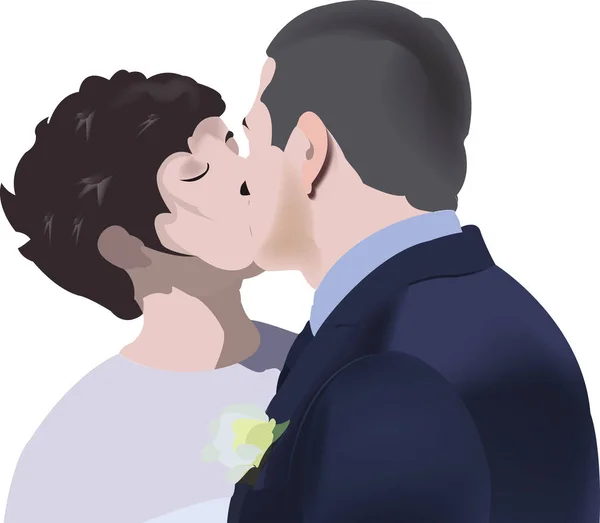 Coppia sposata abbracciare e baciare — Vettoriale Stock