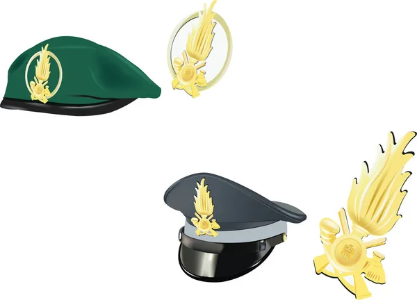 Cappello della polizia finanziere basco cappello verde con visiera — Vettoriale Stock