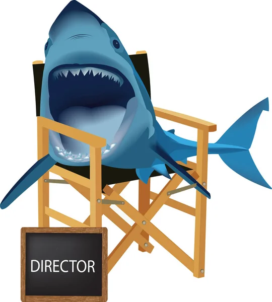 Tubarão na cadeira poltrona parece diretor — Vetor de Stock