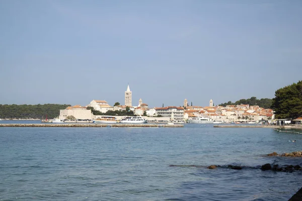 Остров Раб Хорватия Панорама Старого Города Море — стоковое фото