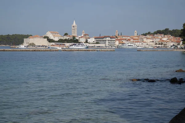 Wyspa Rab Chorwacja Panorama Stare Miasto Morze — Zdjęcie stockowe