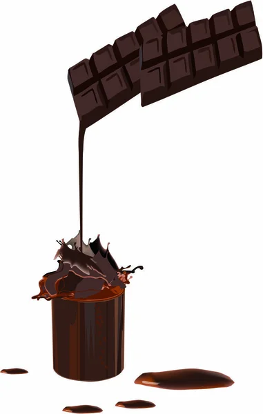 Full glass of dark chocolate — Stock Vector