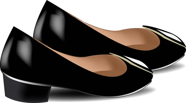 Zapatos elegantes femeninos bajos de color negro — Vector de stock