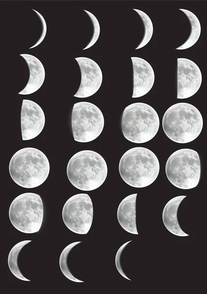 Movimiento del letrero de la luna en las fases de la luna de la tierra media — Archivo Imágenes Vectoriales