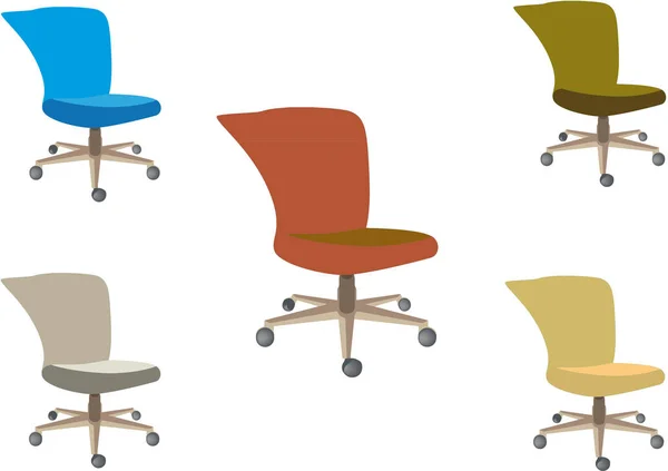 Various office chairs different color decor — Stock Vector