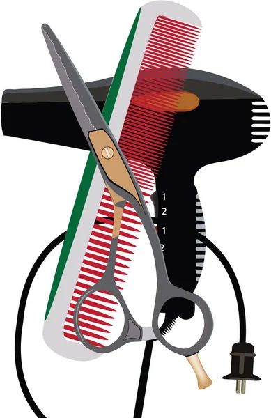 Equipo de peluquería para el cuidado de la persona símbolo — Vector de stock