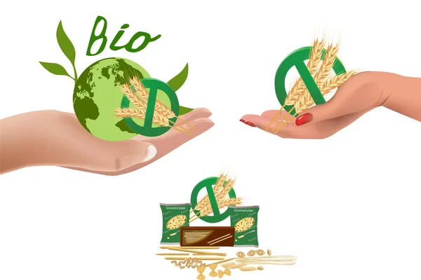 Produkte für Zöliakie Mais stoppen Bioprodukte — Stockvektor