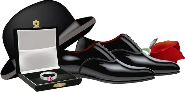 Bowler kalap, recepció cipő és rózsaszín — Stock Vector