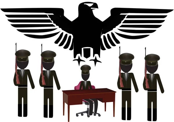 Figura águia estilizada com soldados de cor preta — Vetor de Stock