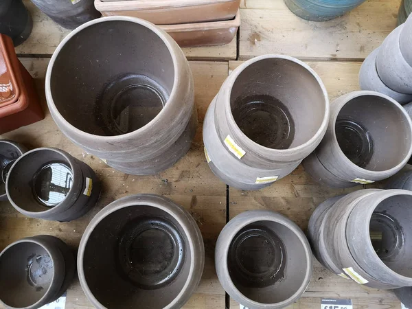 Exposição Para Venda Vários Tipos Vasos Barro — Fotografia de Stock