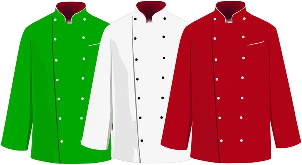 Куртки шеф-повара итальянского триколора — стоковый вектор
