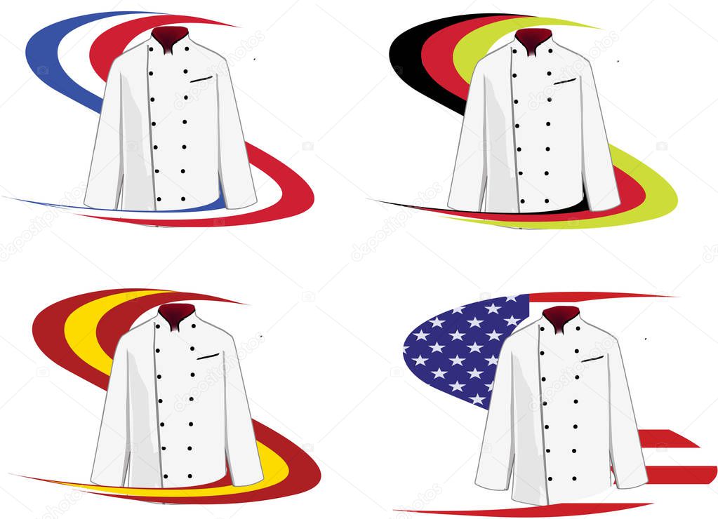 clothing chef jackets various nationalities and flags