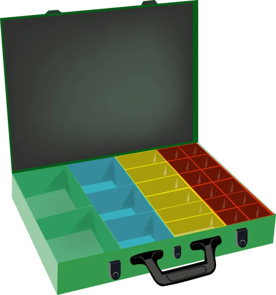 Caja de plástico multisección para accesorios de minutos — Vector de stock