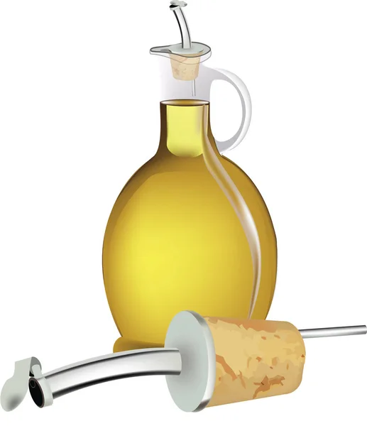 Frasco de óleo de gotejamento com tampa e óleo — Vetor de Stock