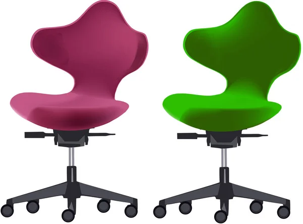色彩艳丽的椅子 装有解剖式办公家具轮 — 图库矢量图片