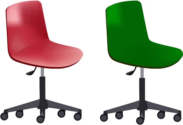 Färgglada stolar med anatomiska kontorshjul — Stock vektor