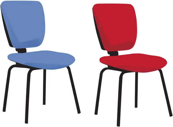 Bunte Stühle Mit Anatomischen Büromöbelrädern — Stockvektor