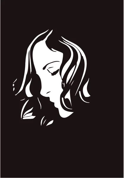 Женское Лицо Темные Волосы Лице — стоковый вектор