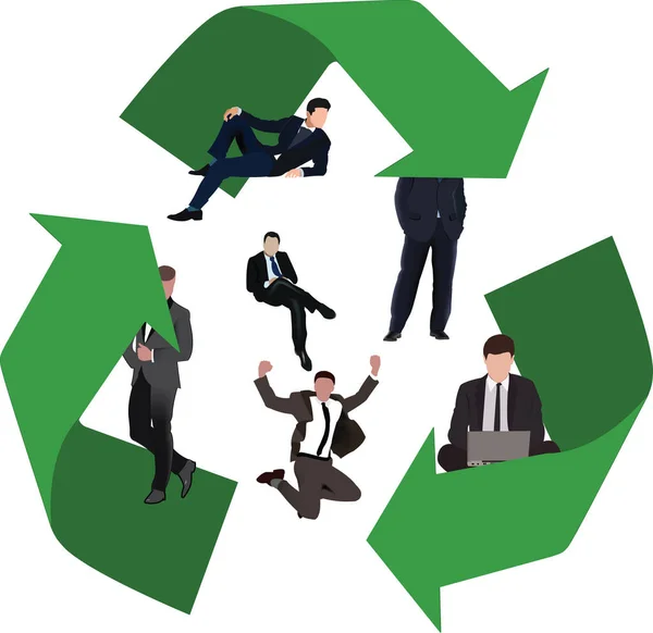 Kreis der grünen Pfeile ändert den Anwendungsbereich der Geschäftsführung — Stockvektor